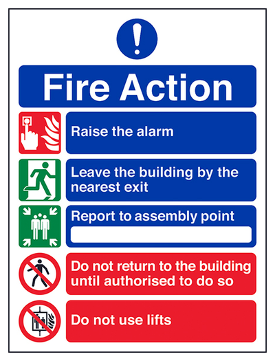5 Point Fire Action Notice Do Not Use Lifts