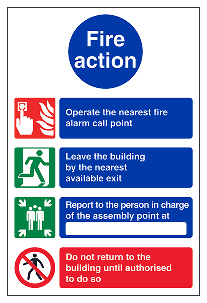 4 Point Fire Action Notice Operate Nearest Fire Alarm