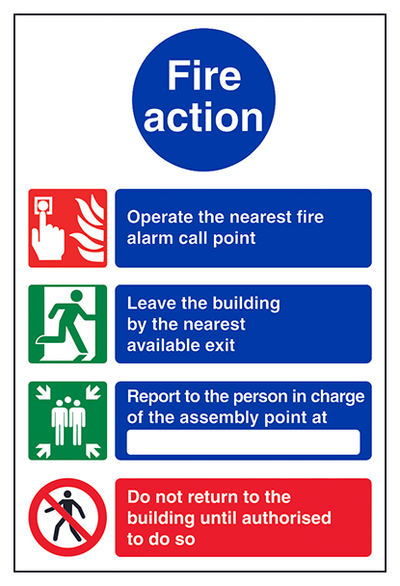4 Point Fire Action Notice Operate Nearest Fire Alarm