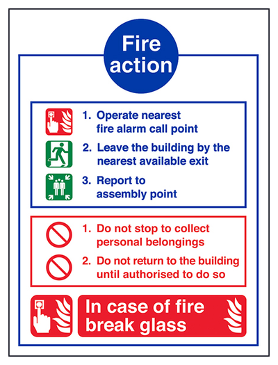 Fire Action Notice In Case Of Fire Break Glass