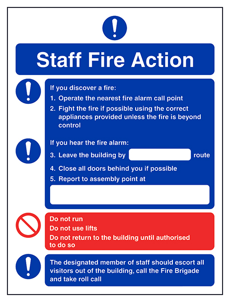 Fire Action Fire Instructions For Staff