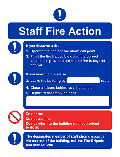 Fire Action Fire Instructions For Staff