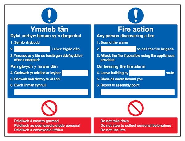 Welsh English Fire Action Any Person Discovering A Fire