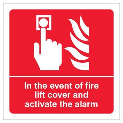 In The Event Of Fire Lift Cover And Activate The Alarm Square