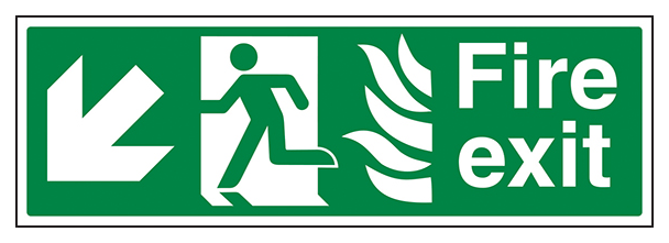 Nhs Fire Exit Arrow Down Left