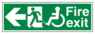Wheel Chair Fire Exit With Text Arrow Left