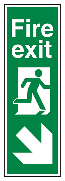 Portrait Fire Exit Arrow Down Right