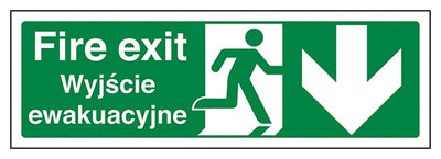 English Polish Fire Exit Arrow Down