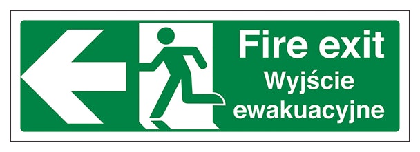 English Polish Fire Exit Arrow Left