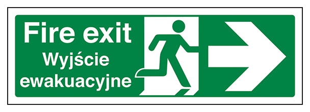 English Polish Fire Exit Arrow Right