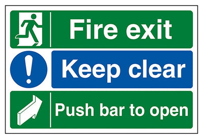 Fire Exit Keep Clear Push Bar To Open