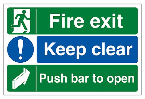 Fire Exit Keep Clear Push Bar To Open