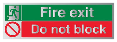 Fire Exit Do Not Block Aluminium Effect