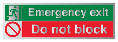 Emergency Exit Do Not Block Aluminium Effect