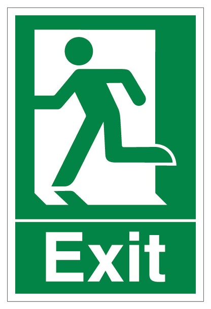 Exit Man Running Left Portrait