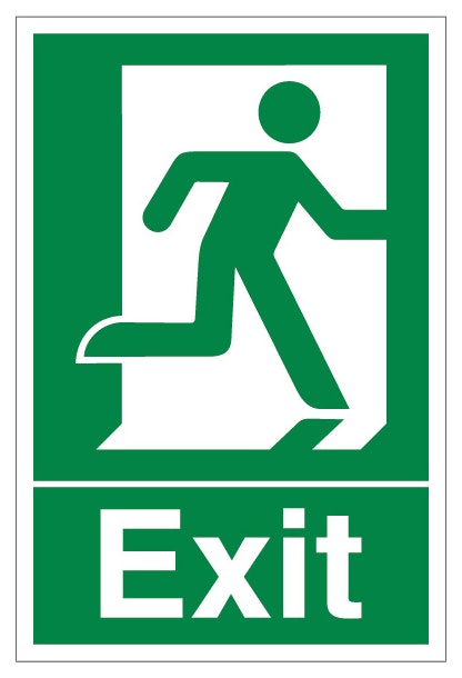 Exit Man Running Right Portrait