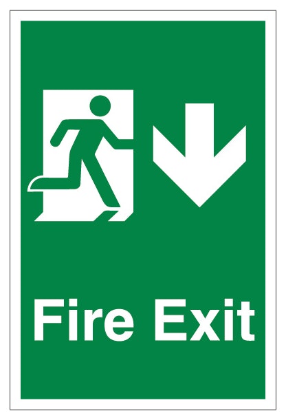 Fire Exit Arrow Down Portrait