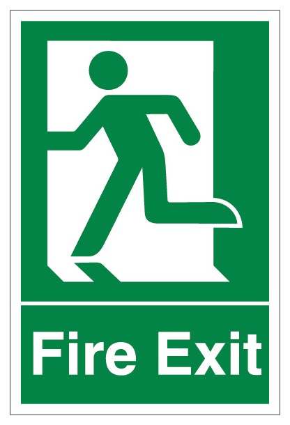 Fire Exit Man Running Left Portrait