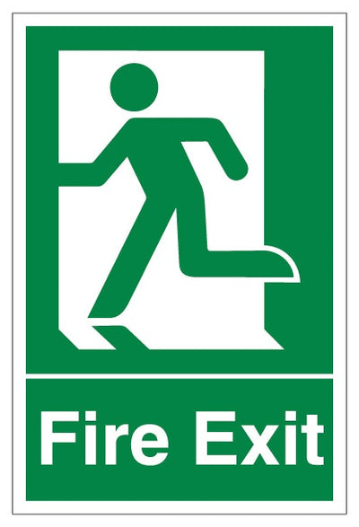 Fire Exit Man Running Left Portrait