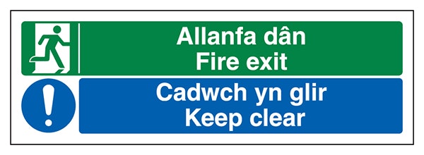 Welsh English Fire Exit Keep Clear