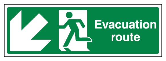 Evacuation Route Arrow Down Left
