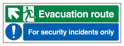 Evacuation Route Arrow Up Left Security Incidents Only