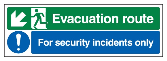 Evacuation Route Arrow Down Left Security Incidents Only