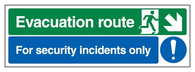 Evacuation Route Arrow Down Right Security Incidents Only