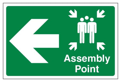 Assembly Point Arrow Left Large Landscape
