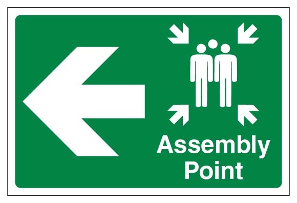 Assembly Point Arrow Left Large Landscape