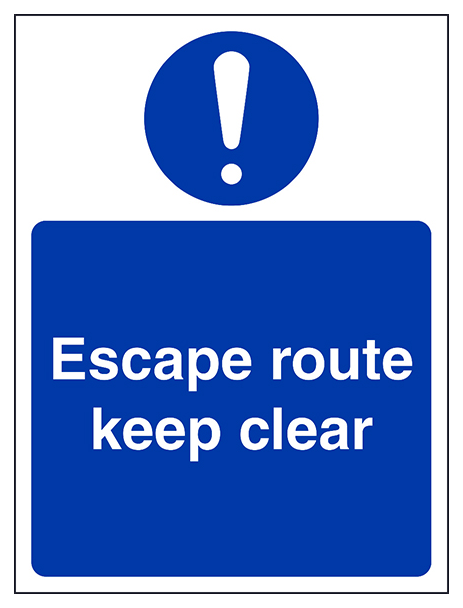 Escape Route Keep Clear Portrait