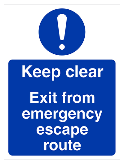 Keep Clear Exit Emergency Escape Portrait