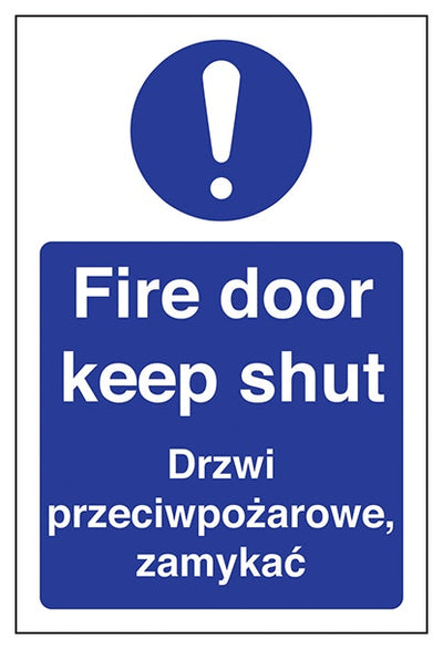English Polish Fire Door Keep Shut