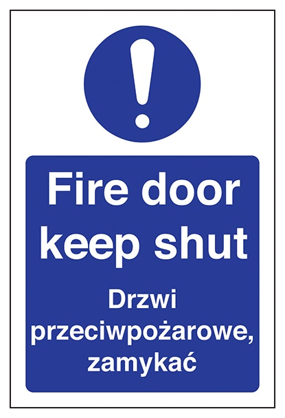 English Polish Fire Door Keep Shut