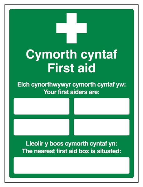 Welsh English Your First Aiders Are Your Nearest First Aid Box