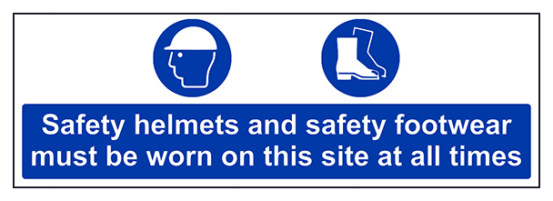 Safety Helmets And Footwear Must Be Worn Landscape