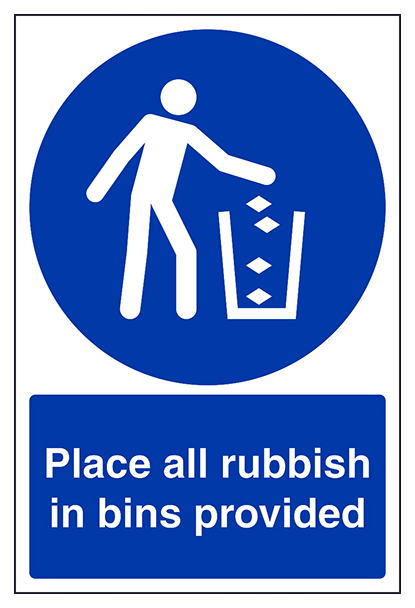 Place All Rubbish In Bins Provided Portrait