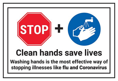 Stop Clean Hands Save Lives Washing Hands Is The
