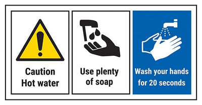 Caution Hot Water Wash Hands For 20 Seconds