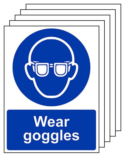 5-Pack Wear Goggles Signs - Portrait