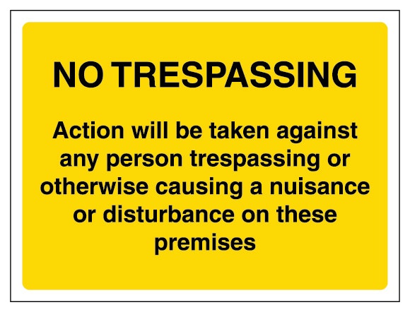 No Trespassing Action Will Be Taken On These Premises Yellow Landscape