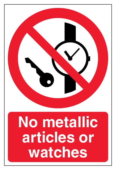 No Metallic Articles Or Watches Portrait