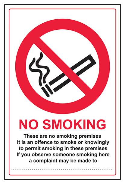 No Smoking A Complaint May Be Made To