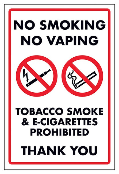 No Smoking No Vaping Tobacco Smoke And E Cigarettes Prohib