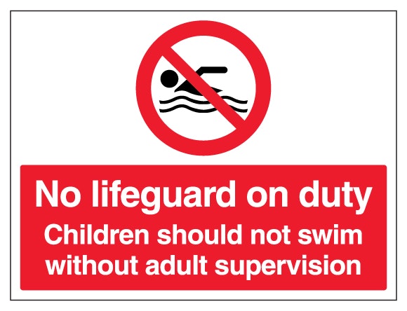 No Lifeguard On Duty Children Should Not Swim Without Adult Supervision Large Landscape