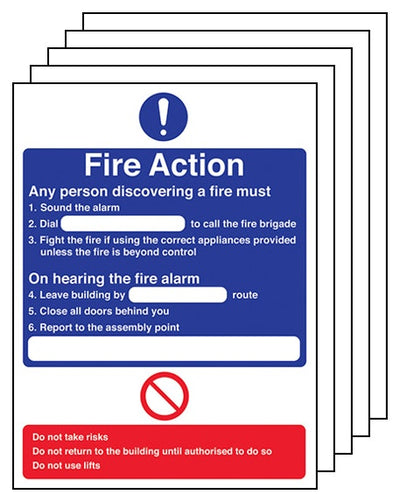 5 Pack Fire Action Any Person Discovering A Fire