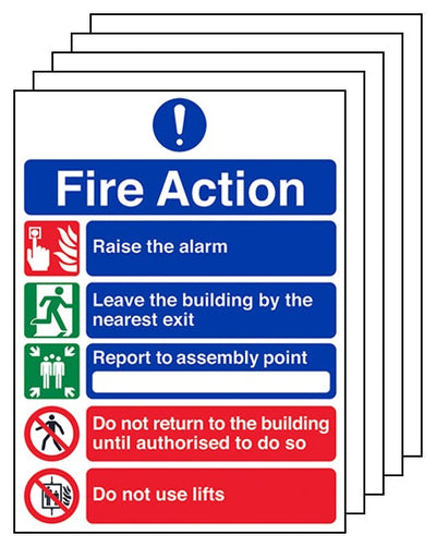 5 Pack 5 Point Fire Action Notice Do Not Use Lifts