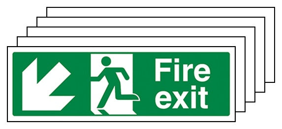 5 Pack Fire Exit Arrow Down Left