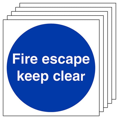 5 Pack Fire Escape Keep Clear