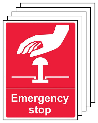 5 Pack Emergency Stop Red